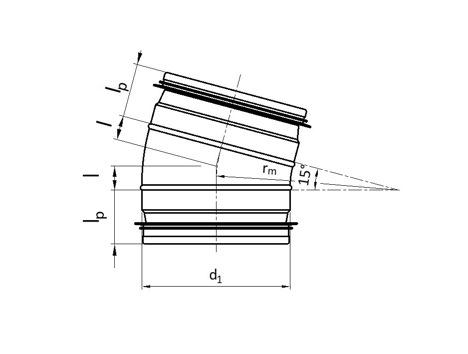Bogen gepresst 15° / Bogen aus Segmenten 15° R=1xd KEN-LOK (GB1 / RB1)