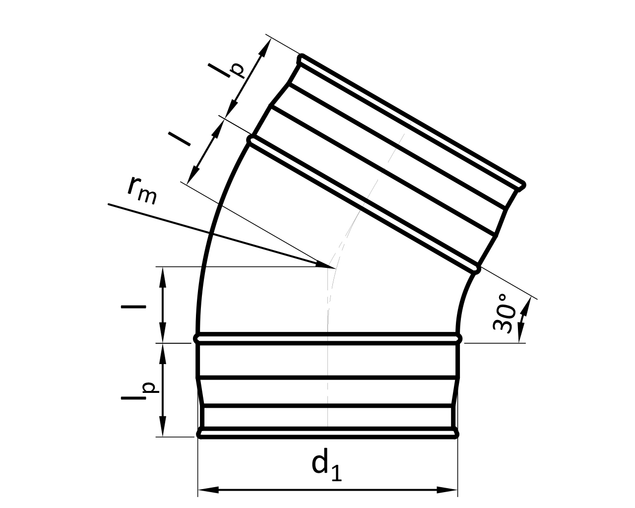 Pressed bend 30° / Segmented bend 30° R=1xd SPIRALO (GB3 / RB3)