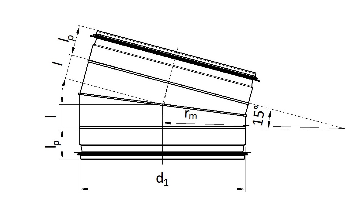 Kolano tłoczone 15° / Kolano segmentowe 15° R=1xd KEN-LOK (GB1 / RB1)
