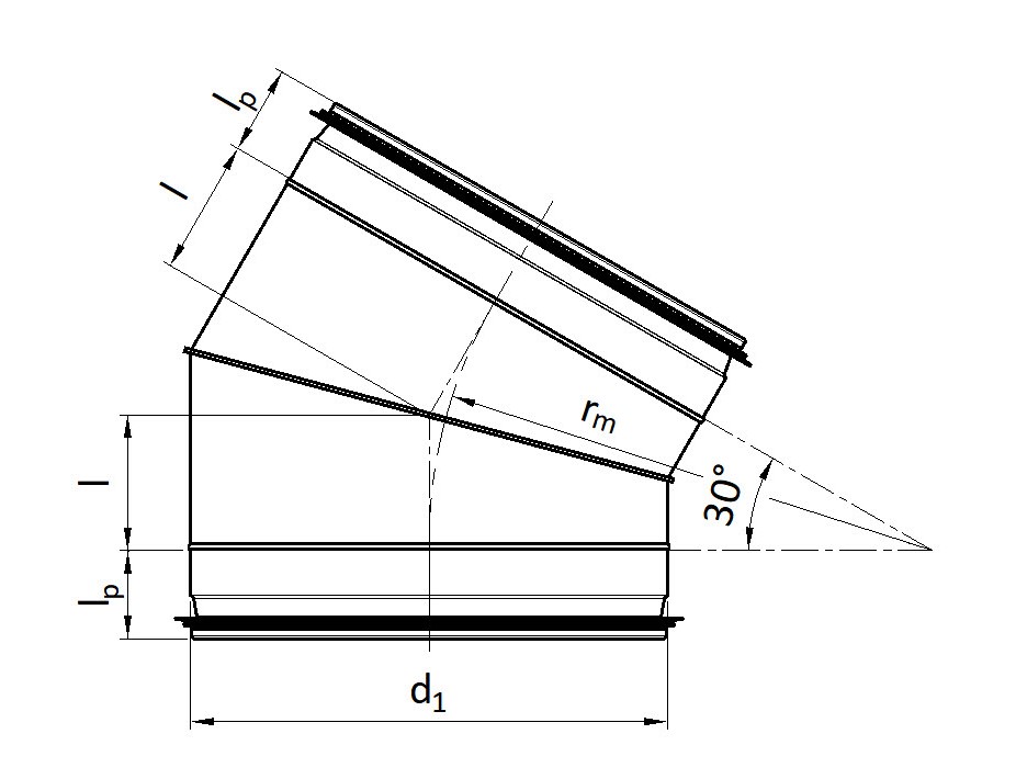 Kolano tłoczone 30° / Kolano segmentowe 30° R=1xd KEN-LOK (GB3 / RB3)