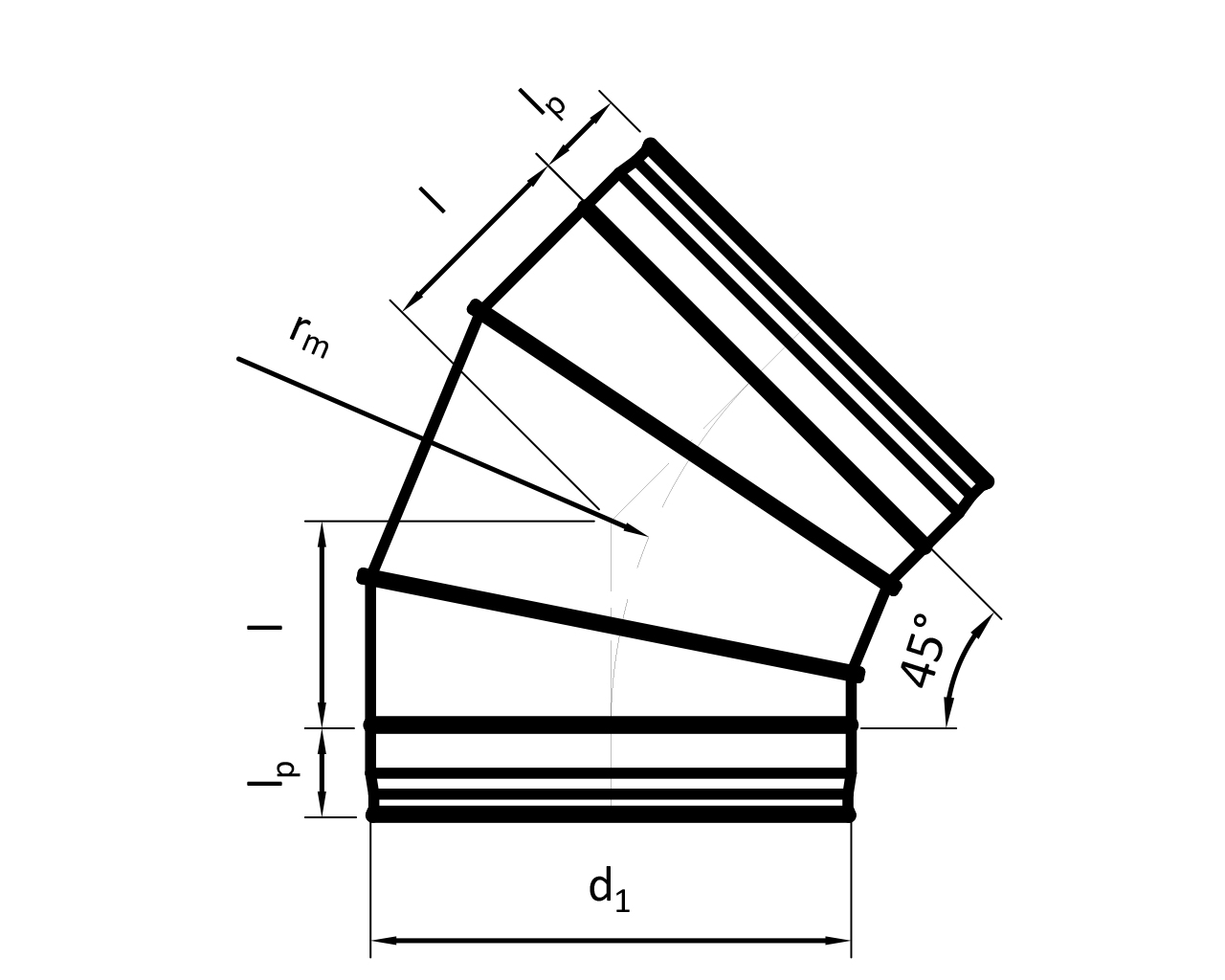 Pressed bend 45° / Segmented bend 45° R=1xd SPIRALO (GB4 / RB4)