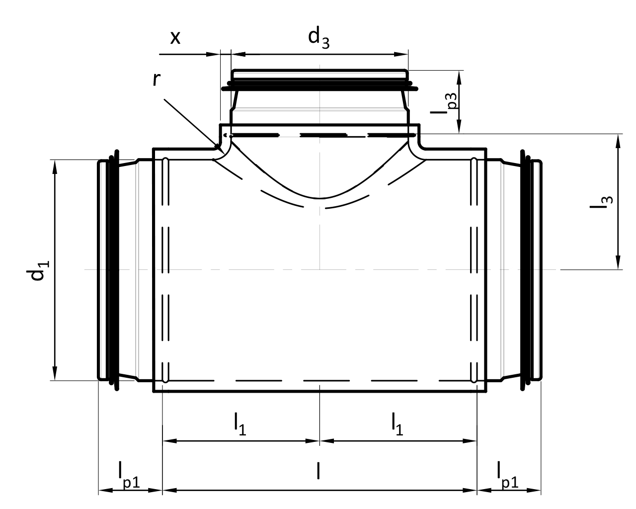 T-Stück 90° dampfdicht KEN-LOK (RTDI9 / TDI9)