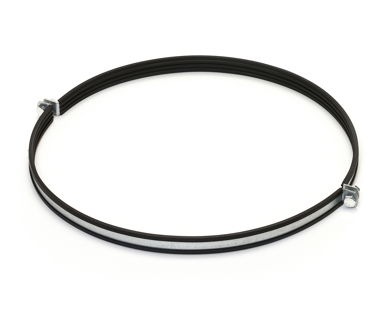 BS045RUB Suspension ring rubber lined M10 (BS...RUB) The BS Suspension ring M10 has a galvanised steel suspension ring with a M10 (10 mm) hole at both points of the segment. The rubber lining ensures that the duct hangs or stands in the suspension rings vibration-free.