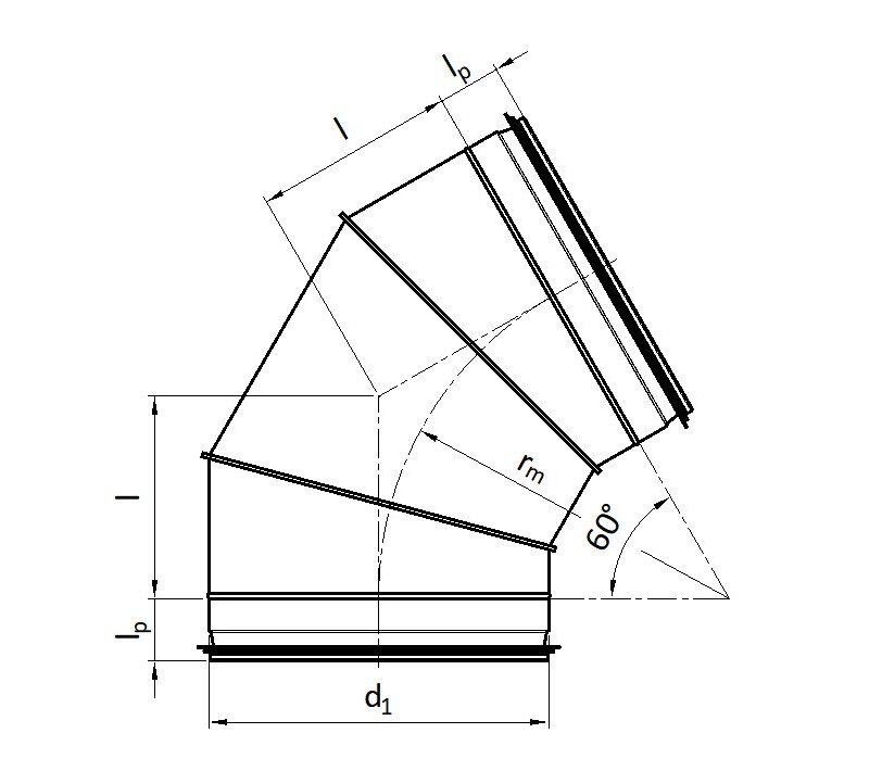 Presset bend 60° / Segmentert bend 60° R=1xd KEN-LOK (GB6 / RB6)